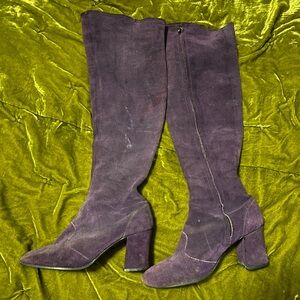 Vintage purple suede knee high gogo boots
